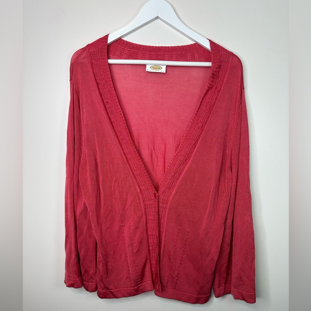 Talbots salmon  Open-Front Cardigan‎ petite